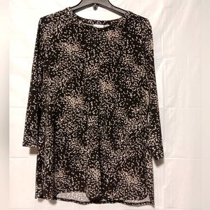 Croft & Barrow EUC Women's 3/4 Sleeve Tunic Blouse, Large, Black with Sprinkles